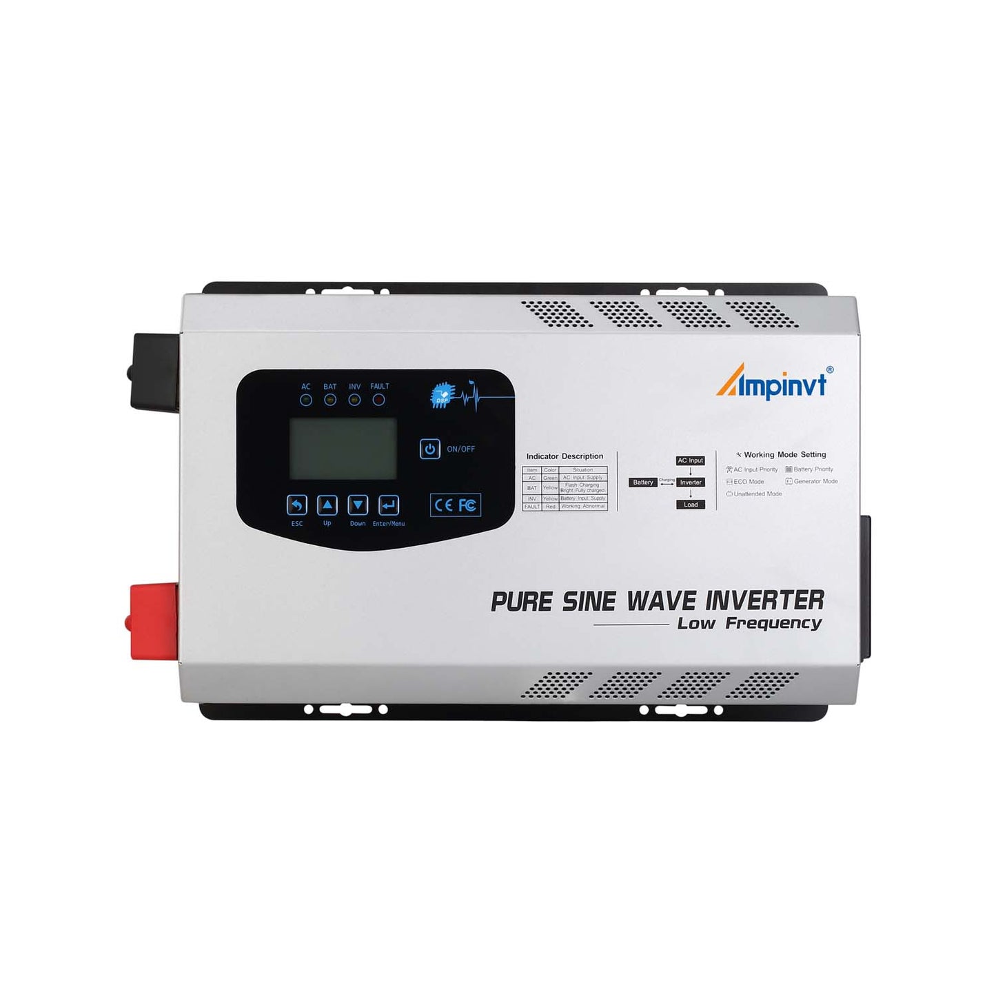 Inversor de potencia de onda sinusoidal pura de 3000W CC 24V con cargador de CA 